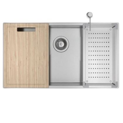 Cuba De Cozinha Retangular Inox Com Acessórios Deca 75X40cm