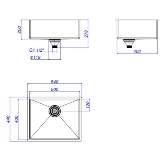 Cuba De Cozinha Retangular Inox Suprema Deca 50X40cm - Imagem principal - 91c498bd-ccdf-4cd0-9a62-e2f060092a3d