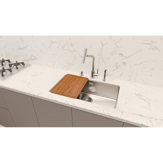 Cuba De Embutir Em aço Inox Com Acessórios Design Quadrum Tramontina 70x40x21,5cm - Imagem principal - 5ce6da9a-e446-4214-bb75-b542f1e7d8ff