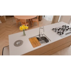 Cuba De Embutir Em Aço Inox Com Acessórios Morgana Compact 48FX Escovado Tramontina 55x24cm