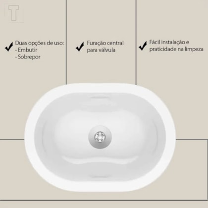 Cuba De Embutir Oval Branco Incepa 43x31cm