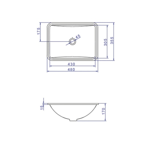 Cuba De Embutir Retangular L375 Branco Deca 48x36cm - Imagem principal - 614b25d2-3a00-4f0e-9f5f-2070547c1a32