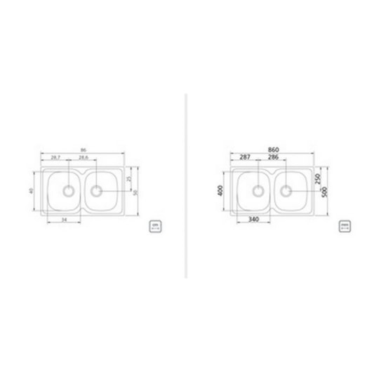 Cuba De Inox Dupla Sigma 93808/602 2c 86x50cm 4.1/2 Com Válvula Acetinada Tramontina - Imagem principal - c91721d4-be6e-487f-aa73-5e4a489c1251