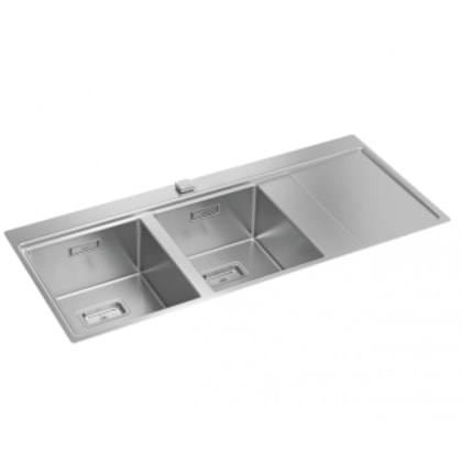 Cuba De Inox Dupla Wish Com Chapa E Válvula Deca 11,6x52x21,7cm