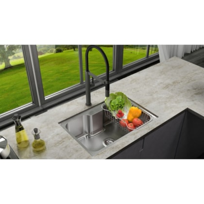 Cuba De Inox Fuzionale 231 59x37,3cm 4.1/2 Com Válvula e Acessórios 20231 Acetinada Debacco
