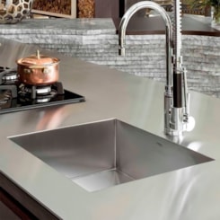 Cuba De Inox Reta 40x40cm Lr40 Aço Escovado Mekal