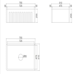 Cuba De Semi Encaixe De Porcelana Para Cozinha Cub2020c Branco Kromma 77x50x25cm