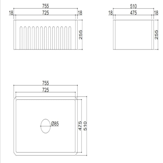 Cuba De Semi Encaixe De Porcelana Para Cozinha Cub2020c Branco Kromma 77x50x25cm - Imagem principal - d54ab073-3f7e-4617-8ef4-8f902dac3522