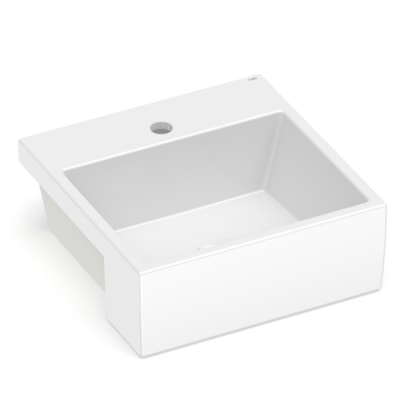 Cuba De Semiencaixe Quadrada Com Mesa Basic Q2 Branco Celite 41x41cm