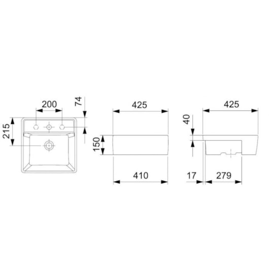 Cuba De Semiencaixe Quadrada Com Mesa Optica CQ42 42,5x42,5cm Branco Roca - Imagem principal - fd27e077-68b9-4ace-80b9-e206ae623f44