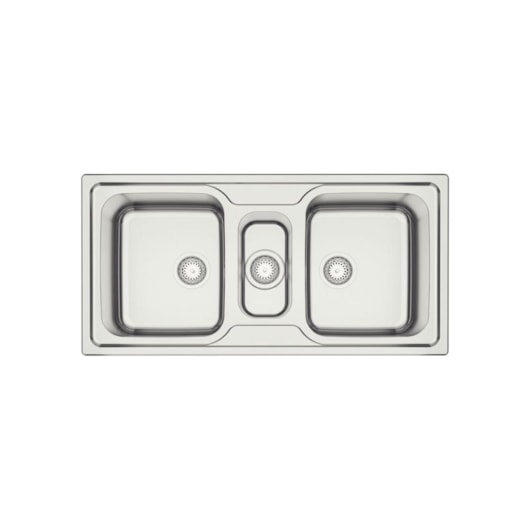 Cuba de Sobrepor 2 Cubas e Auxiliar em Aço Inox com Válvula Escovado Marea Deep Tramontina 100x50cm - Imagem principal - beb6768b-b0ae-411d-8762-cb93bb9959a6