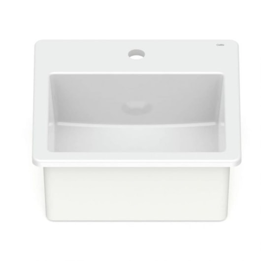 Cuba De Sobrepor 420x420 Com Mesa Basic Q8 Branco Celite - Imagem principal - 014d1ce7-b08a-42e1-a876-161d5ecf21d0