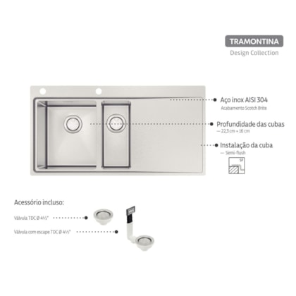 Cuba De Sobrepor Inox Smoot Tramontina