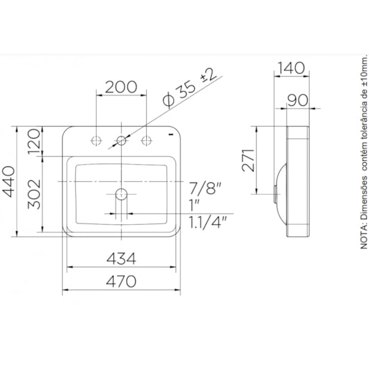 Cuba De Sobrepor Retangular Com Mesa Branco Frame 47x44x14cm Docol - Imagem principal - b170877c-e701-40ad-a719-1ff4a2575f80