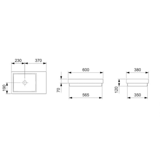 Cuba de Sobrepor Retangular Com Mesa e Tampo Skyline Horizon 60x38cm Café Roca - Imagem principal - 83f53c84-733b-4b8b-b907-01dfe3d2802a