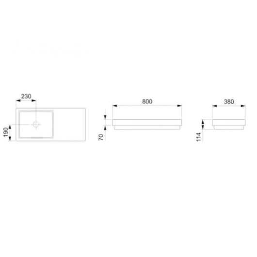 Cuba de Sobrepor Retangular Com Mesa e Tampo Skyline Horizon 80x38cm Blanco Mate Roca - Imagem principal - c6d3f045-fa3a-4a68-80cb-91aab21db4e2