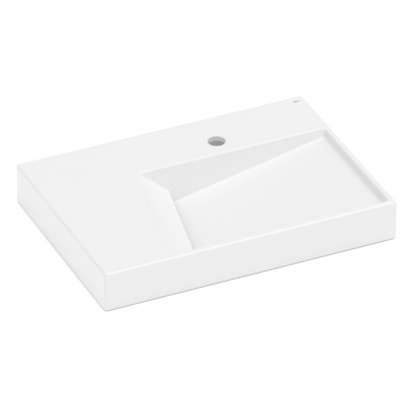 Cuba de Sobrepor Retangular com Mesa Geometric Horizon 60x42cm Branco Matte Roca