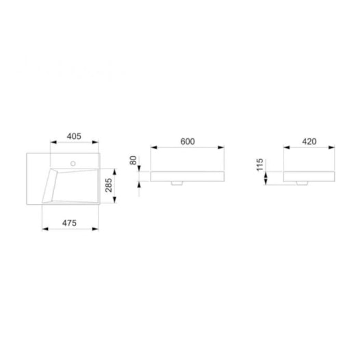 Cuba de Sobrepor Retangular com Mesa Geometric Horizon 60x42cm Branco Roca - Imagem principal - 5cb3aa43-3d31-4969-bf83-280be704adf4