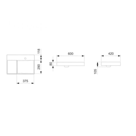 Cuba de Sobrepor Retangular Com Mesa View Horizon 60x42cm Branco Matte Roca - Imagem principal - 56a2e9da-b33c-4614-b38b-8a9f93fc8429