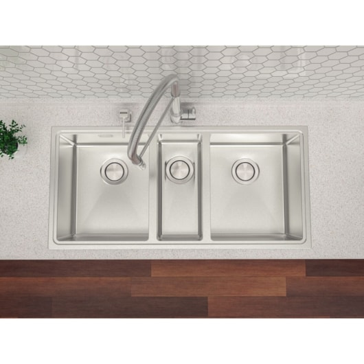 Cuba Design Collection Quadrum 2.5 C 34 em Aço Inox Com Acabamento Scotch Brite Tramontina 97x46x20,5cm - Imagem principal - cfb008aa-c758-455d-b113-ed1d971656d7