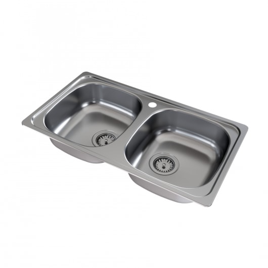 Cuba Dupla 0,5 304 Com Válvula Saida De Agua 4,5  Sobrepor Polido Docol 72,2x37x14cm - Imagem principal - 14ca51d7-222e-41e4-87a7-7e52995691bd