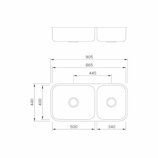 Cuba Dupla De Embutir Em  Aço Inoz Escovado Cd50/34 Mekal 86x40x17/1cm - Imagem principal - acf9e81c-ad0d-428a-aa31-b1a592df8613