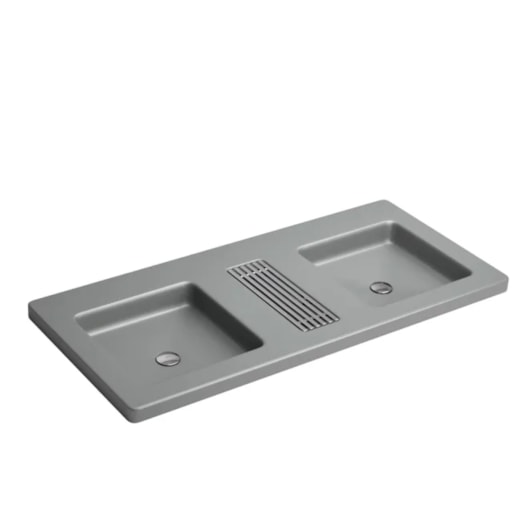 Cuba Dupla de Sobrepor Com Saboneteira Grelha Cinza Fosco Deca 1,21x55,5cm - Imagem principal - c775fcd8-3c86-493d-8797-a0657c5ece7c