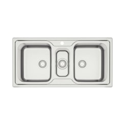 Cuba Dupla De Sobrepor Em Inox Com Válvula Acetinado Marea Tramontina 100x50cm