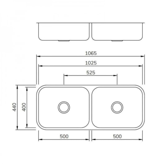 Cuba Dupla Inox Escovado Mekal 102x40x17cm - Imagem principal - 5b1a390c-038e-4237-8ab5-dee22f44f049