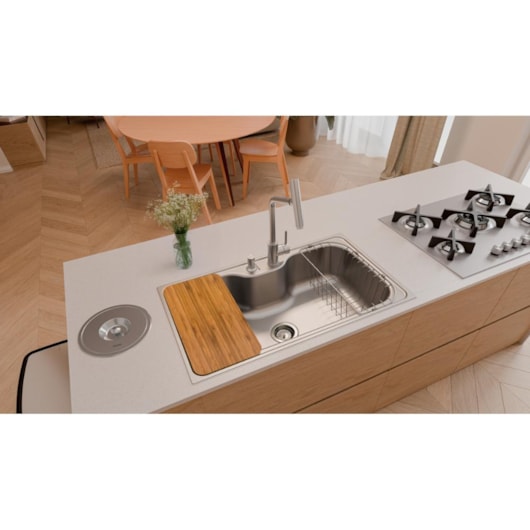 Cuba Em Aço Inox Com Acessórios Morgana Maxi 78FX Escovado Tramontina 86x50cm - Imagem principal - 0561830e-21ef-4cb8-9647-33f09907c789