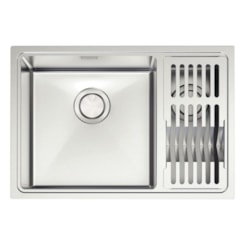 Cuba Inox Design Collection Quadrum Scotch Brite Com 2 Cubas e Escorredor de Pratos e Copos 66X46cm Tramontina