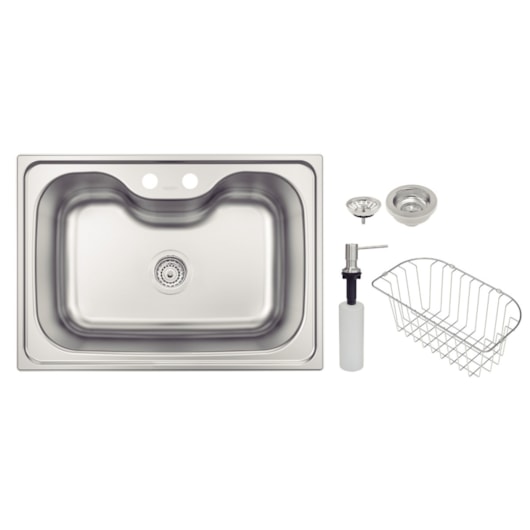 Cuba Morgana 60 Fx Undermount em Aço Inox Escovado com Acessórios Tramontina - Imagem principal - 7106873f-4466-47c4-a493-7e012f9f668f