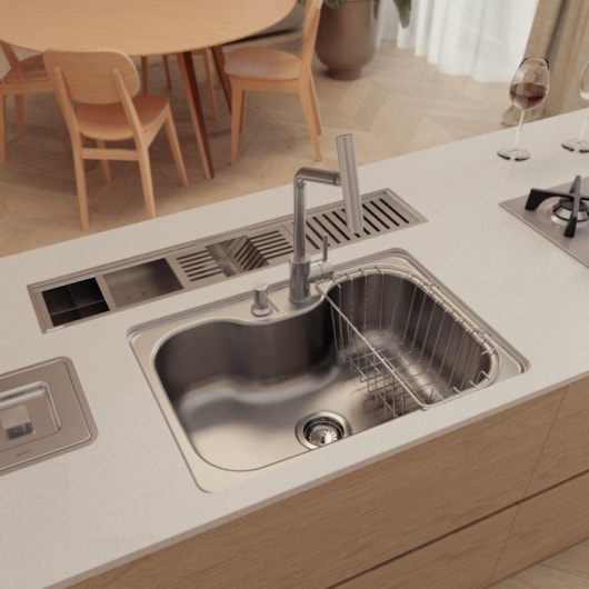 Cuba Morgana 60 Fx Undermount em Aço Inox Escovado com Acessórios Tramontina - Imagem principal - 4599fc69-5abd-4f87-a0c1-1d62aebd3ac3