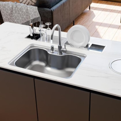 Cuba Morgana 60Fx Undermount Em Aço Inox Com Monocomando, Dosador E Valvula 60FX Tramontina