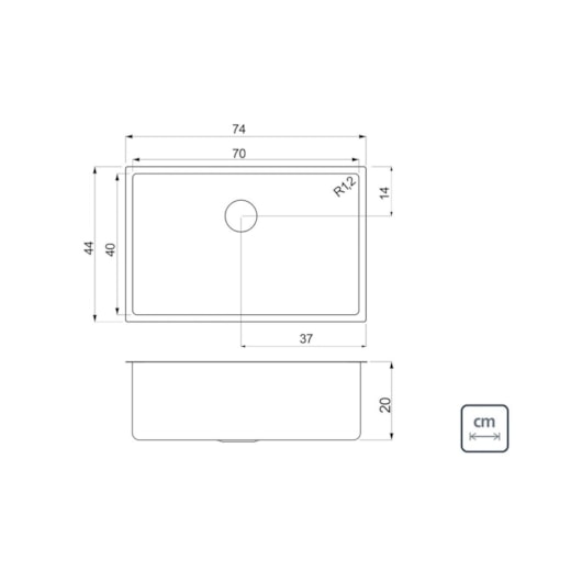 Cuba Quadrada De Embutir Design Collection Quadrum Undermount Em Aço Inox Com Dosador De Sabão, Tábua, Cesto E Lixeira Tramontina 70x40cm - Imagem principal - 7694a250-cbc4-420f-997e-ca0d6e9b3cd5