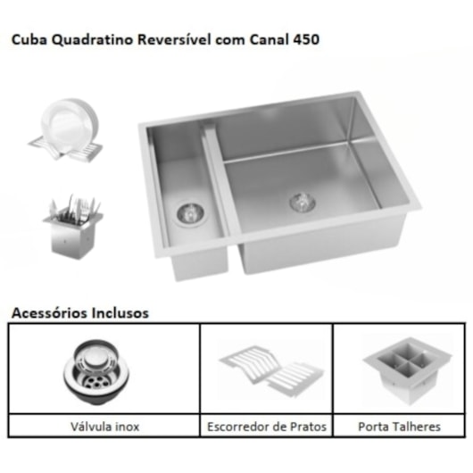 Cuba Quadratino Escovada Reversível Com Canal 450 Debacco - Imagem principal - 246aa785-71fd-42d4-b0e0-e146b0db377b