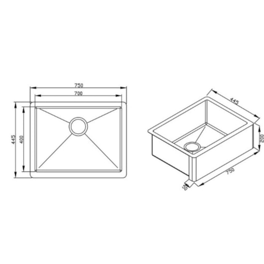 Cuba Quadratino Farm Sink Steel 700 Inox Debacco 75x44,5x20cm - Imagem principal - d2ffa0b2-47ac-4d71-9c07-8f208b968b44
