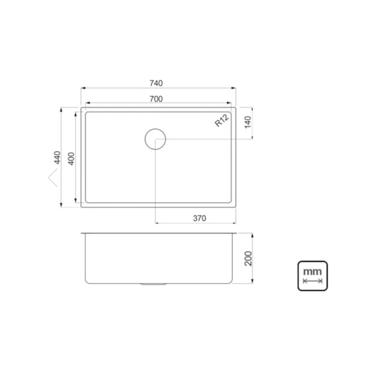 Cuba Quadrum Aço Inox Pvd Black Tramontina 70x40 cm - Imagem principal - 362101ff-3d39-4781-8138-4c4fe03952d9