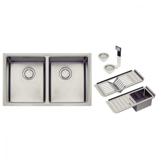 Cuba Quadrum Design Collection Em Aço Inox Com Acessórios Tramontina 77x46x20,5cm - Imagem principal - 593986cf-e2fc-4d8d-909f-93909bb1b72d