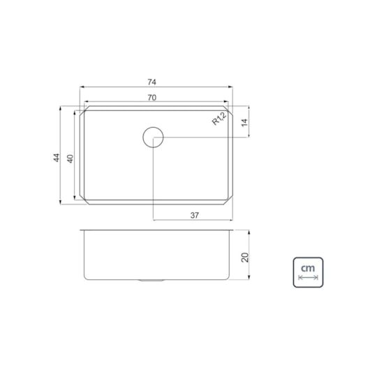 Cuba Quadrum Undermount Inox Com Válvula 70x40 Tramontina - Imagem principal - 5dda6251-f687-40f2-9756-c5b7eaa201df