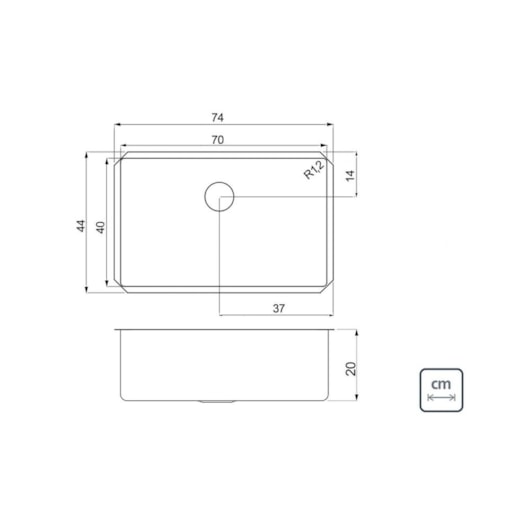Cuba Quadrum Undermount Inox Com Válvula Escovado Tramontina 70x40cm - Imagem principal - 6d819847-c8ab-4283-a6b0-d1fd2608c2aa