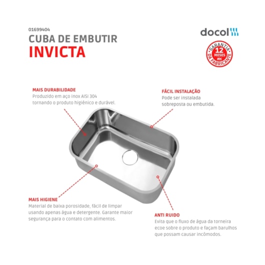Cuba Sem Vsa Invicta Cs2 Polido Docol 56x34x18cm - Imagem principal - 77e364f9-cfbb-4957-b53b-e3245e60d6da