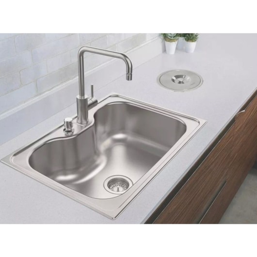 Cuba Undermount Morgana 60 FX Acetinado Tramontina 40L 69x49cm - Imagem principal - 0e5436cf-5633-482f-b8f3-e1673006751c