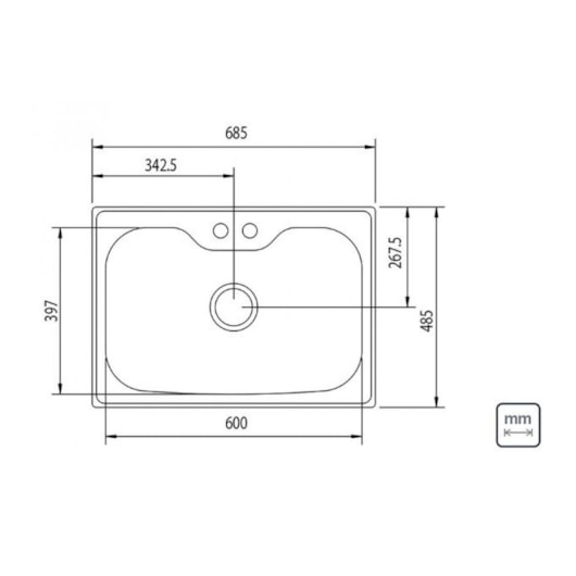 Cuba Undermount Morgana 60 FX Acetinado Tramontina 40L 69x49cm - Imagem principal - 96f49752-6b2e-4ef4-8d29-431133305bcc