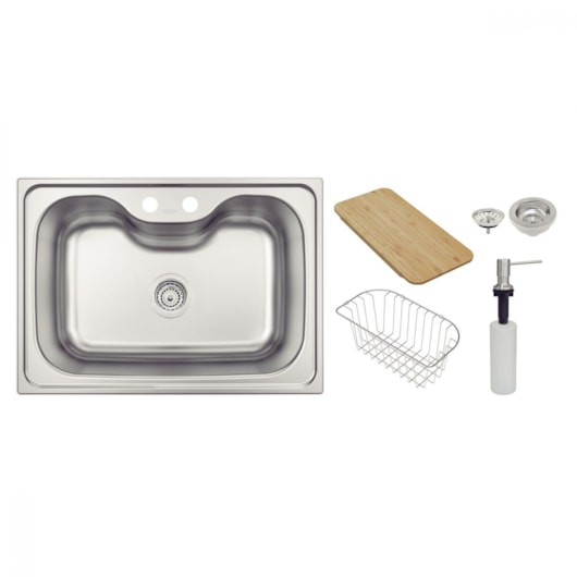 Cuba Undermount Morgana Aço Inox Com Acessórios Escovado Tramontina 69x49cm - Imagem principal - 987bf07f-8898-466d-a867-3140e800fa82