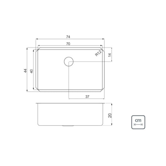 Cuba Undermount Quadrum 70x40 Com Válvula Inox Tramontina - Imagem principal - ff15383d-9435-456c-ba57-1e929997ecfe