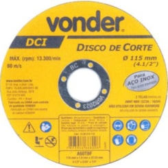 Disco De Corte Dci Inox Vonder 11,5x0,1x2,22cm