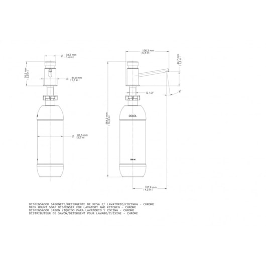 Dispensador Para Sabonete/detergente De Mesa Pressmatic Cromada Docol - Imagem principal - ce083bf0-78c8-4fb8-a464-68d62045ebfb