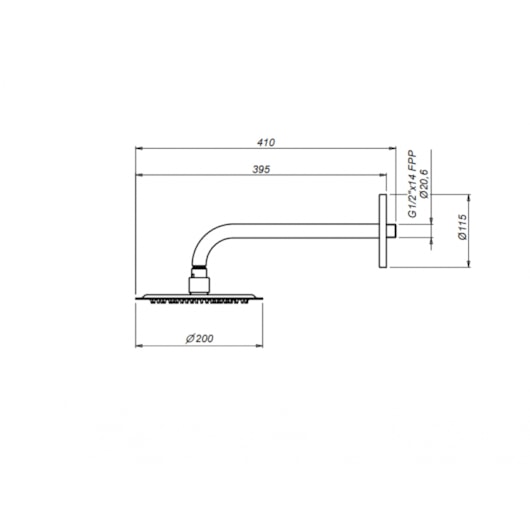 Ducha De Parede Verve 64 Com Cano De 30cm Cromado Meber - Imagem principal - 7842466a-8fe5-4f06-808d-58c956a3811f