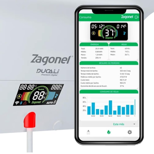 Ducha Eletrônica Ducali Premium Branco Zagonel 5500W 127V - Imagem principal - 771bf995-436c-415f-9a99-566bcb2f64bf